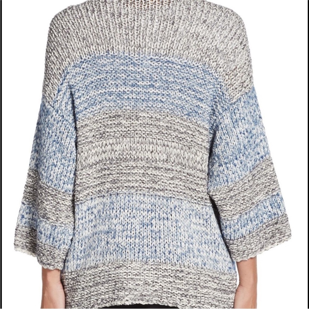 Vince Blue Gray Striped Oversized Cardigan Size XS/S Chunky Knit Fall Winter - Picture 3 of 15